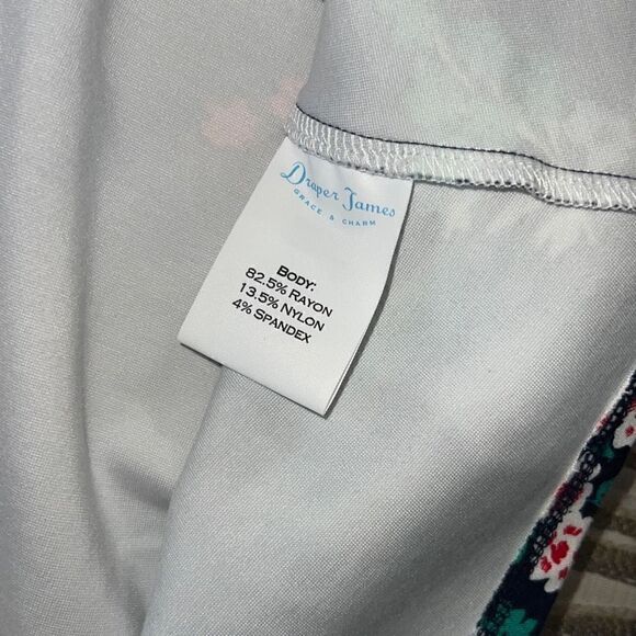 Draper James Floral Ponte A-Line Dress Navy Blue Spring Bouquet Cap Sleeve 1X - Picture 10 of 10